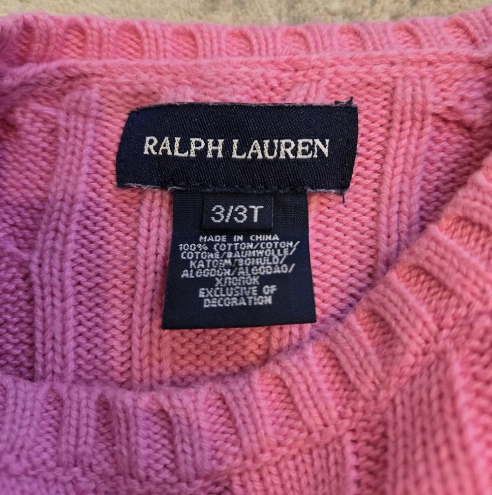 Ralph Lauren Pink Cable Knit Crew Neck Sweater